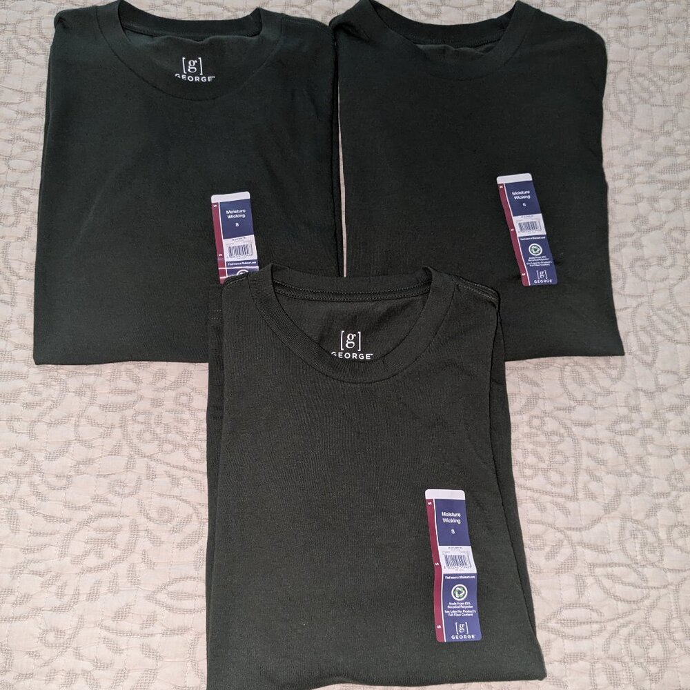 NEW WITH TAG! 3-PACK George Men’s Moisture-Wicking Crewneck Tees - Small